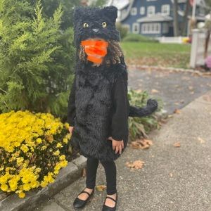 Pottery Barn Kids Black Cat HALLOWEEN costume Size 4-6 & cat trick or treat bag
